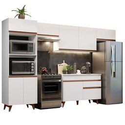 Armário de Cozinha Completa 330cm Branco Reims Madesa 01 - 3