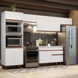 Armário de Cozinha Completa 330cm Branco Reims Madesa 01 - 2