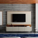 Ver imagem 1 de Rack Portas Brise e Pés em Metal 180cm com Painel 100% Mdf Cor:louro e Luna com Preto