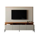 Ver imagem 2 de Rack Portas Brise e Pés em Metal 180cm com Painel 100% Mdf Cor:louro e Luna com Preto