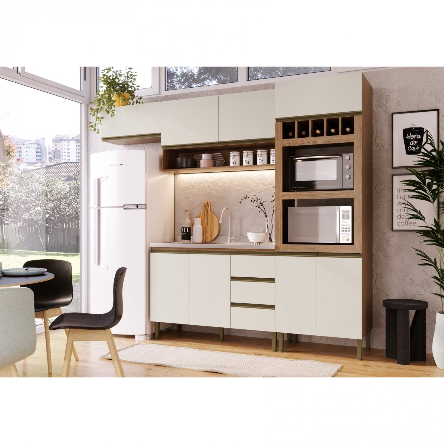 Cozinha Compacta 4 Peças 8 Portas 3 Gavetas Anne Genialflex ...