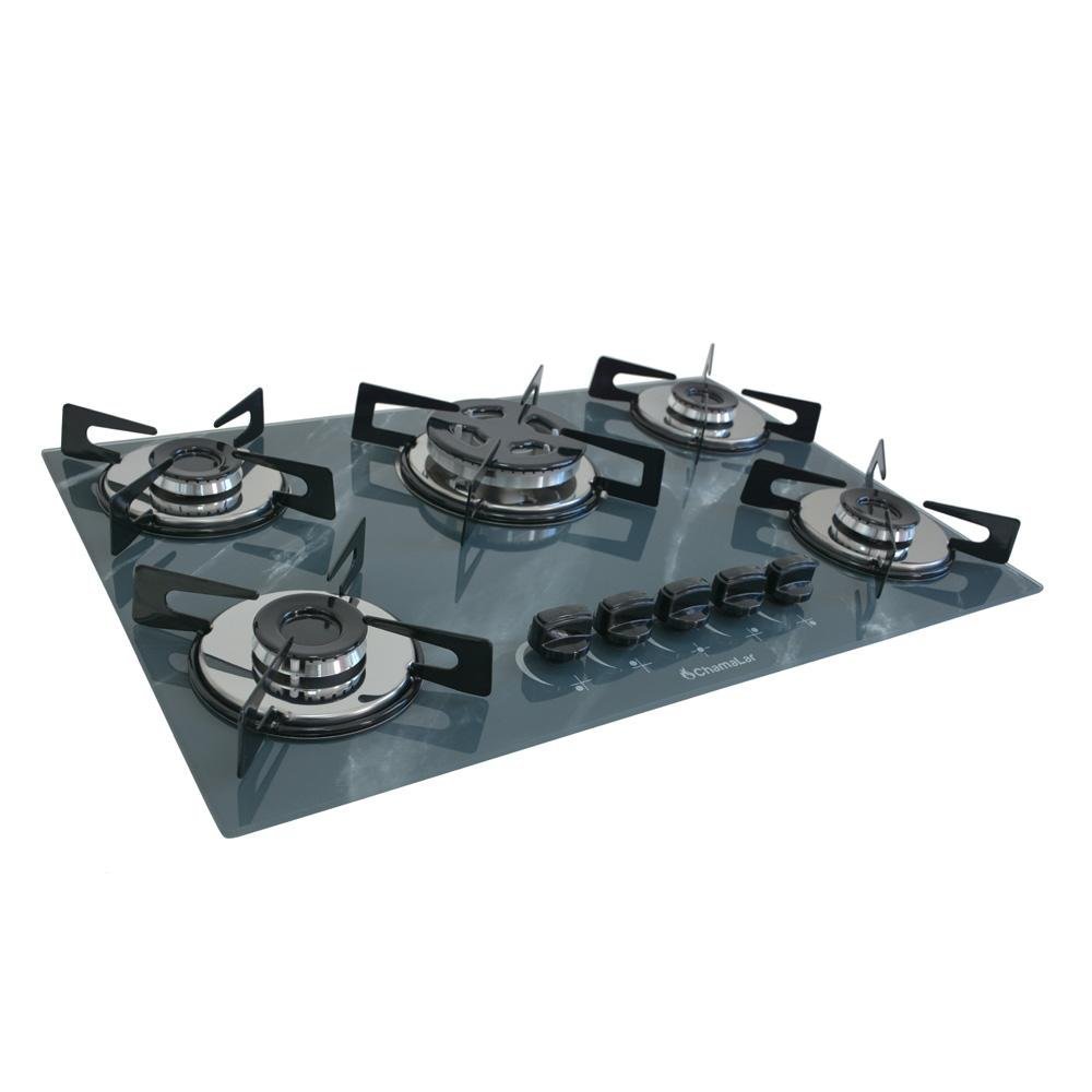 Fogão Cooktop Gás Chapa 5 Bocas Tripla Chama 127/220v Marmorizado Marmo Cinza - 2