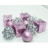 Kit 33 Peças Tubo Natalino Árvore de Natal Rosa e Prata 4cm - 4