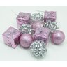 Kit 33 Peças Tubo Natalino Árvore de Natal Rosa e Prata 4cm - 5
