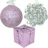 Kit 33 Peças Tubo Natalino Árvore de Natal Rosa e Prata 4cm - 3