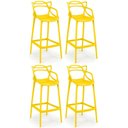 Ver imagem 1 de Kit 4 Banquetas Allegra com Encosto Design Cozinha/bancada - Amarelo