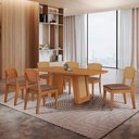 Ver imagem 3 de Mesa Carolina 180 Tampo Mdf Canto Copo 6 Cadeiras Copper Premium Moderna Mobilia
