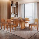 Ver imagem 2 de Mesa Carolina 180 Tampo Mdf Canto Copo 6 Cadeiras Copper Premium Moderna Mobilia