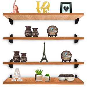 Kit Jogo 4 Prateleiras De Parede Para Livro Decorativa Ávila MDF 60cm x 15cm Jade