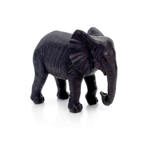 Escultura Decorativa Elefante em Poliresina Preto 26x31x13 cm - D’Rossi