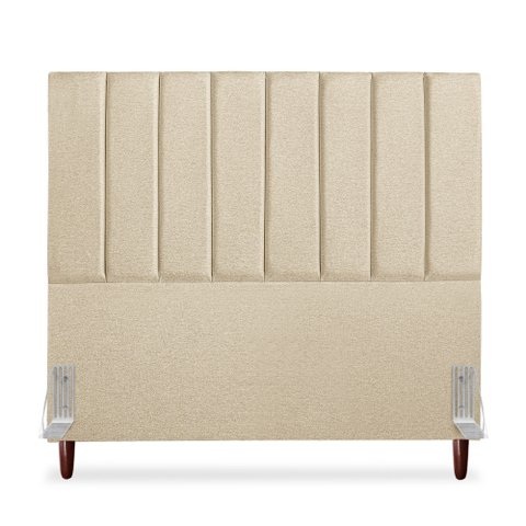 Cabeceira Estofada Queen Carla 160 Cm Linho Bege com Frames