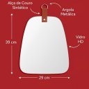 Ver imagem 2 de Espelho Decorativo Oval Orgânico 39x29cm com Alça de Couro Sintético para Pendurar