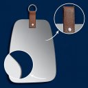 Ver imagem 4 de Espelho Decorativo Oval Orgânico 39x29cm com Alça de Couro Sintético para Pendurar
