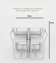 Ver imagem 2 de Conjunto Mesa Imbuia 4 Cadeiras Pequena Estofado Branco Industrial Don Castro Decor