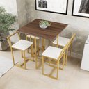 Ver imagem 1 de Conjunto Mesa Imbuia 4 Cadeiras Pequena Estofado Branco Industrial Don Castro Decor