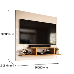Painel para Tv Smart 32 Polegadas Reilly - Off White / Freijó - 3