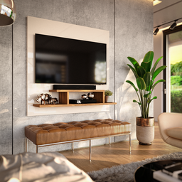 Painel para Tv Smart 32 Polegadas Reilly - Off White / Freijó - 2