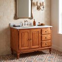 Ver imagem 4 de Balcão para Pia 2 Pta 3 Gav Hanover com Pés Luis Xv 93x120x53cm (a X L X P) - Cor Imbuia Glazer