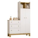 Ver imagem 3 de Berço Americano Mini Cama 4315 e Guarda Roupa com Cômoda 4970 Q Encanto Slim Branco Acetinado com