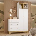 Ver imagem 4 de Berço Americano Mini Cama 4315 e Guarda Roupa com Cômoda 4970 Q Encanto Slim Branco Acetinado com
