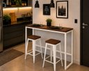 Ver imagem 1 de Mesa Jantar Aparador Bancada Alta Industrial 200x80cm Tampo Vermelho Pés Branco