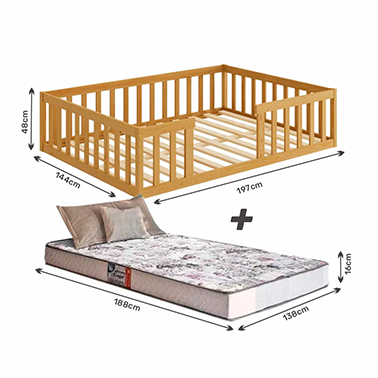 Cama Montessoriana com Colchão Casal:nogueira - 3