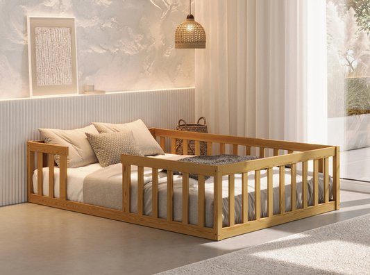 Cama Montessoriana com Colchão Casal:nogueira