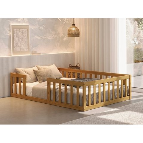 Cama Montessoriana com Colchão Casal:nogueira