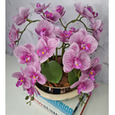 Ver imagem 2 de Arranjo Com 4 Orquídeas Violeta Vaso Dourado 28cm