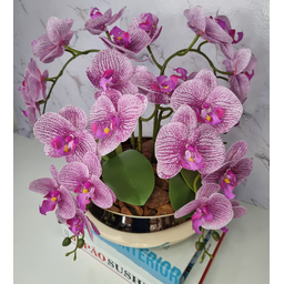 Arranjo Com 4 Orquídeas Violeta Vaso Dourado 28cm - 2