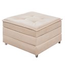Ver imagem 2 de Puff Solteiro Bege que Vira Cama Estofado D23 com Bau pra Sala Quarto Apartamento
