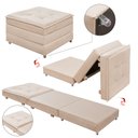 Ver imagem 1 de Puff Solteiro Bege que Vira Cama Estofado D23 com Bau pra Sala Quarto Apartamento