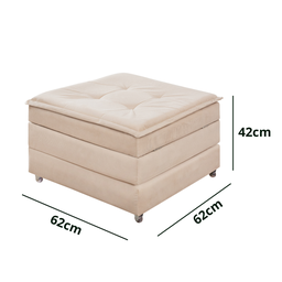 Puff que Vira Cama Solteiro com Rodinha com Bau Decoração para Sala Quarto Apartamento Estofado:bege - 8