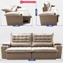 Ver imagem 3 de Sofá Retrátil e Reclinável 2,40m Molas Ensacadas Dream Velusoft Bege Cama Inbox