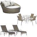 Ver imagem 1 de Kit 4 Cadeiras e Mesa 2 Espreguiçadeiras 1 Chaise Alumínio Trama