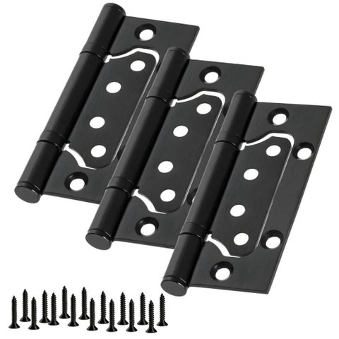 Dobradiça para Porta Raj 4 com Rolamento Sobrepor 40kg Preto Fosco Raj 3 Peças