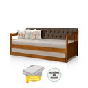Ver imagem 2 de Bicama Dublin Estofado Capitonê Veludo Marrom Madeira com Cama Auxiliar 2 Colchões