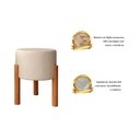 Ver imagem 7 de Kit 2 Puff Thor Redondo Decorativo Pé Madeira Linho Bege
