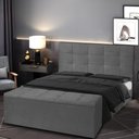 Ver imagem 2 de Kit Cabeceira e Calçadeira Baú King 1,95m Roma Suede Cinza Sky Mobile