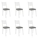 Ver imagem 1 de Kit 6 Cadeiras de Cozinha Luisiana Estampado Platina Pés de Ferro Branco - Pallazio