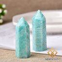 Ver imagem 3 de Ponta de Amazonita Torre Obelisco de Pedra Natural:azul