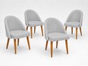 Ver imagem 2 de Kit 4 Cadeiras Lua Estofada Moderna Sala de Jantar Suede Cinza