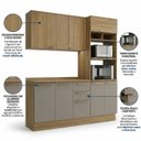 Ver imagem 5 de Cozinha Compacta 3 Peças com Torre Quente, Balcão com Tampo e LED Botanic Nogueira/Fendi Cinza