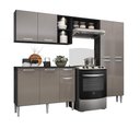 Ver imagem 1 de Cozinha Compacta c/ 2 Leds 3 pçs Pequim Multimóveis V3412 Preta/Lacca Fumê