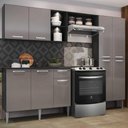 Ver imagem 2 de Cozinha Compacta c/ 2 Leds 3 pçs Pequim Multimóveis V3412 Preta/Lacca Fumê