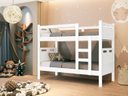 Ver imagem 2 de Beliche Jaspe que Vira Duas Cama com Grade Fixa Mdf com Estrado Madeira Branco com Colchão D23 188x8
