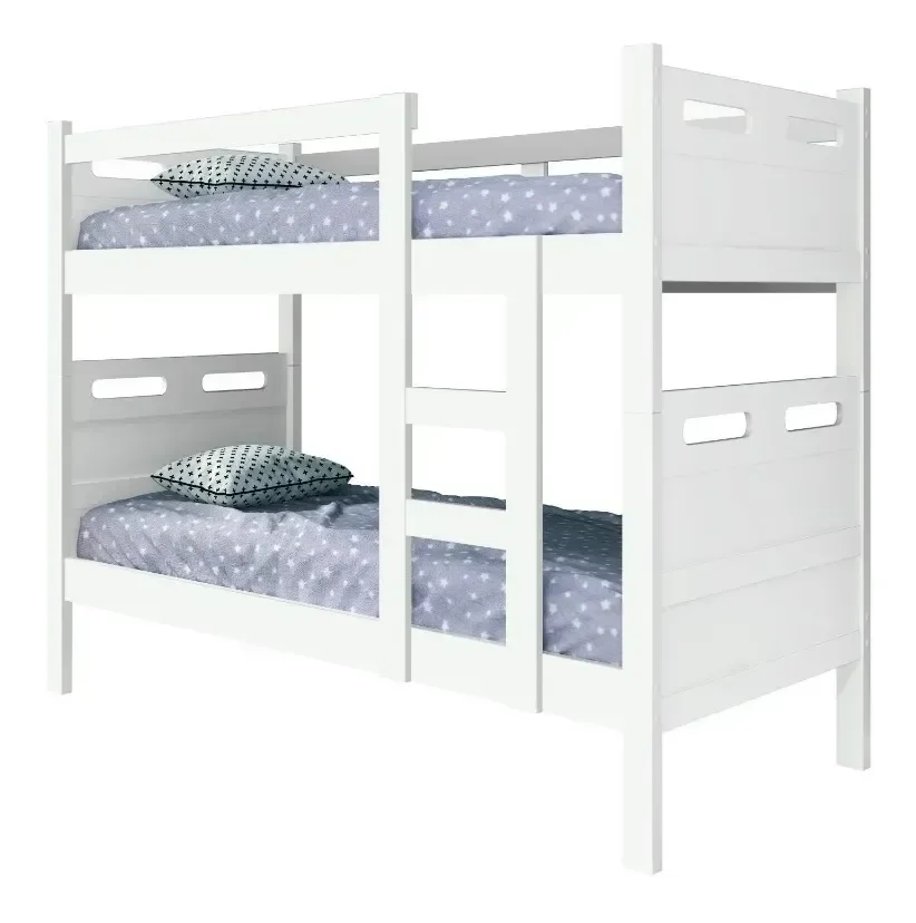 Ver imagem 3 de Beliche Jaspe que Vira Duas Cama com Grade Fixa Mdf com Estrado Madeira Branco com Colchão D23 188x8