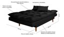 Ver imagem 7 de Sofá Cama Casal 3 Lugares Andorra Suede Preto 381 Império Estofados