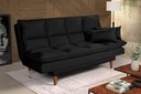 Ver imagem 1 de Sofá Cama Casal 3 Lugares Andorra Suede Preto 381 Império Estofados