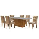 Ver imagem 2 de Mesa para Sala de Jantar Aida 180cm Mdf e 6 Cadeiras Moderna Vel. Marrom/off White/imbuia
